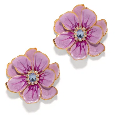 THE PINK REEF WOMEN'S THE PINK REEF LARGE JEWEL BOX FLORAL EARRINGS IN LILAC