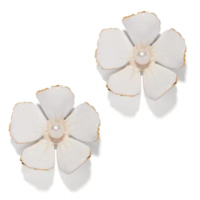 THE PINK REEF WOMEN'S THE PINK REEF PLUMERIA EARRING IN WHITE