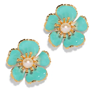 THE PINK REEF WOMEN'S THE PINK REEF SMALL HAND PAINTED FLORAL IN TIFFANY BLUE