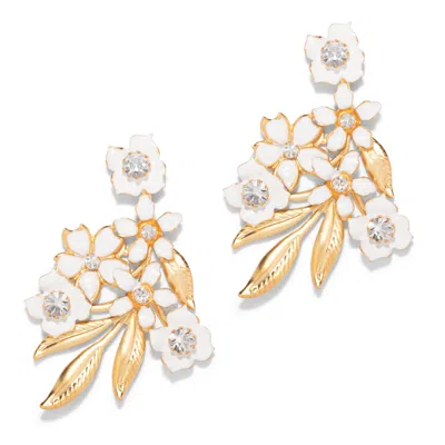 THE PINK REEF WOMEN'S WHITE THE PINK REEF BOUQ FLORAL EARRINGS