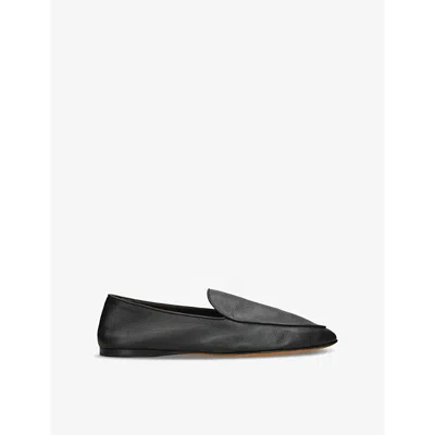 THE ROW WOMENS BLACK HEREDITAS FLAT LEATHER LOAFERS