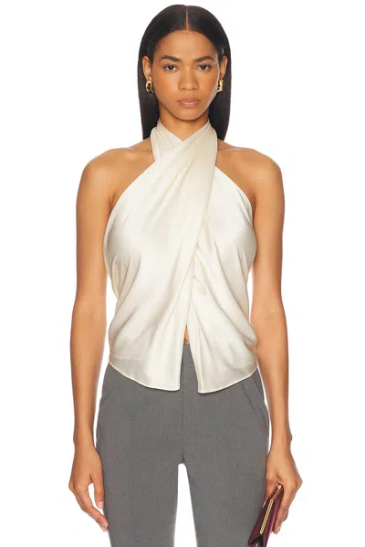 THE SEI CROSS WRAP HALTER TOP