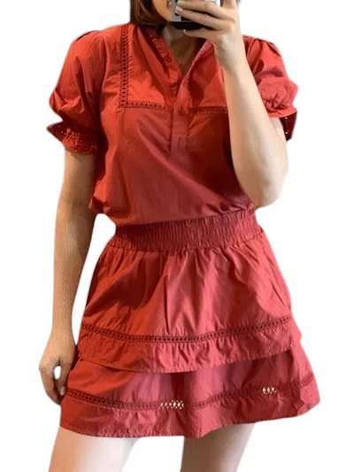 THE SHIRT EYELET INSERT SKIRT IN BRICK