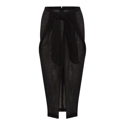 THE SUMMER EDIT WOMEN'S AMY CRINKLE LINEN SKIRT - BLACK