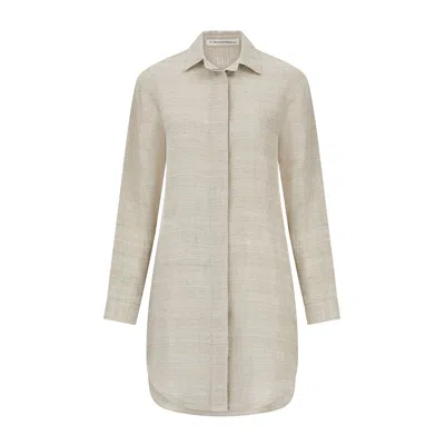 THE SUMMER EDIT WOMEN'S NEUTRALS CHARLEY LUXE LINEN SHIRT DRESS - NATURAL