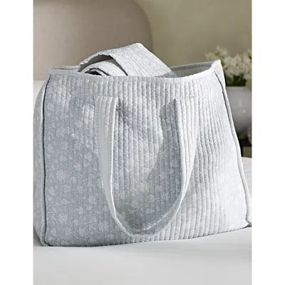 THE WHITE COMPANY BLUE/WHITE FLORAL-PRINT SUPER KING COTTON QUILT