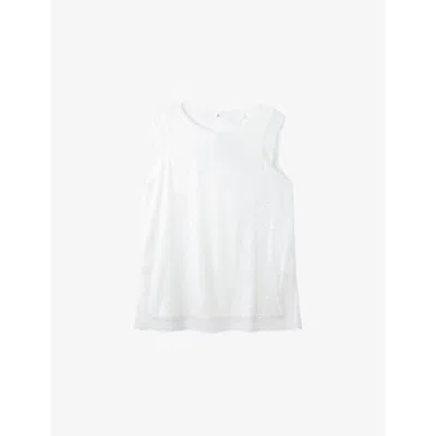 THE WHITE COMPANY S THE WHITE COMPANY SEQUIN-EMBELLISHED SLEEVELESS STRETCH-WOVEN TOP
