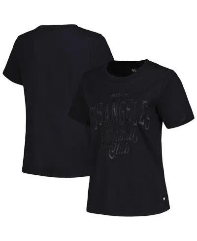 THE WILD COLLECTIVE WOMEN'S BLACK LAFC SATIN APPLIQUE T-SHIRT