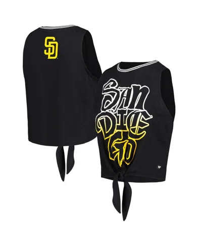 THE WILD COLLECTIVE WOMEN'S BLACK SAN DIEGO PADRES TWISTED TIE FRONT TANK TOP