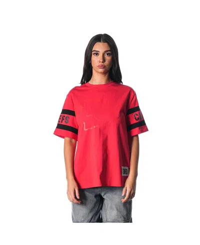 THE WILD COLLECTIVE WOMEN'S RED KANSAS CITY CHIEFS DROP SHOULDER T-SHIRT