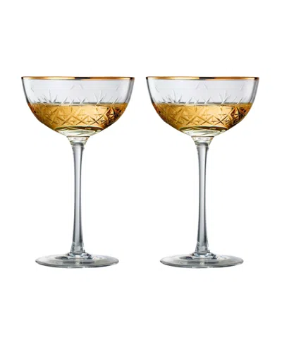 THE WINE SAVANT VINTAGE ART DECO COUPE GLASSES, SET OF 2