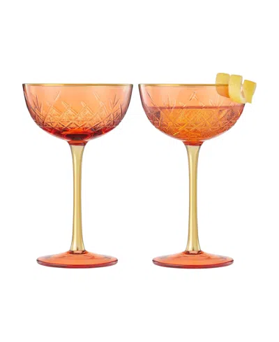 THE WINE SAVANT VINTAGE ART DECO COUPE GLASSES, SET OF 2