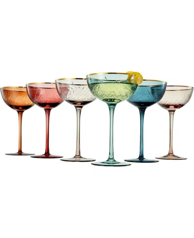 THE WINE SAVANT VINTAGE ART DECO COUPE GLASSES, SET OF 6