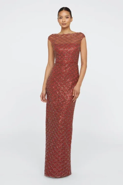 THEIA THEIA AURA BEADED COLUMN GOWN