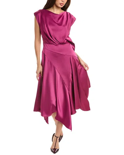 THEIA THEIA ISLA SATIN DRAPED MIDI DRESS