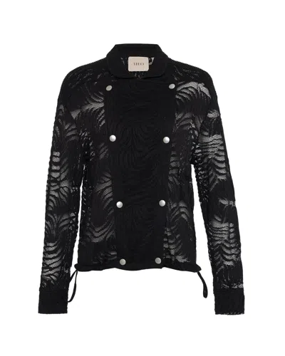 THEO THE LABEL WOMEN'S ARTEMIS FERN LACE BOMBER JACKET - BLACK