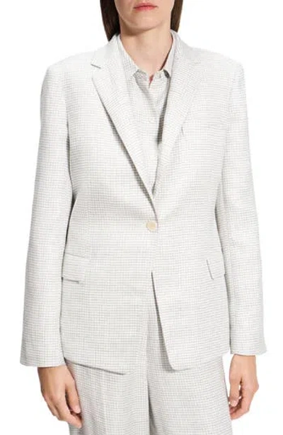 THEORY THEORY B.MEL HOUNDSTOOTH CHECK SLIM FIT LINEN BLEND BLAZER