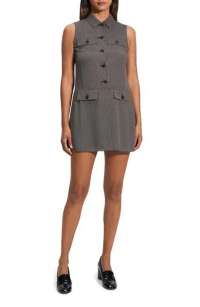 THEORY THEORY BUTTON FRONT RECYCLED POLYESTER MINIDRESS