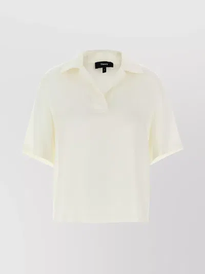 THEORY COLLARED SILK POLO SHIRT WITH SHORT SLEEVES