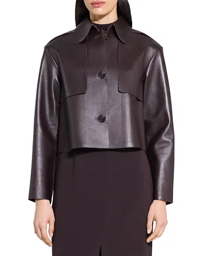 THEORY CROPPED LEATHER TRENCH COAT