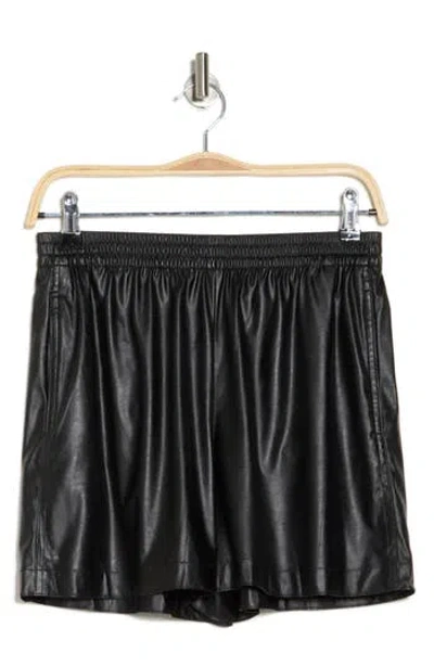 THEORY THEORY FAUX LEATHER PULL-ON SHORTS