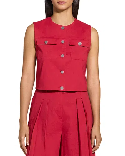 THEORY FITTED SLEEVELESS LINEN VEST