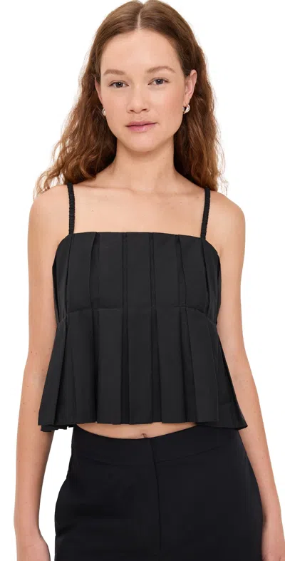 THEORY HIGH LOW PLEATED CAMI BLACK