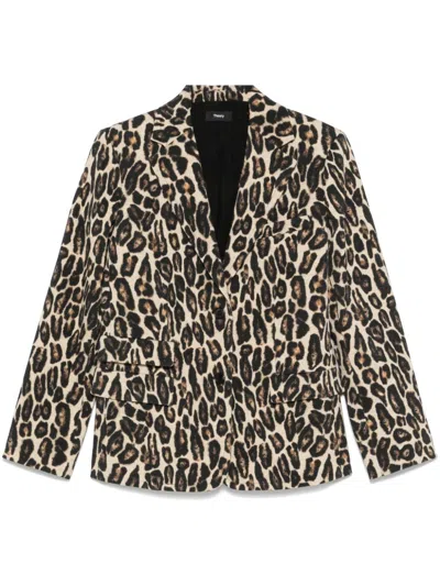 THEORY LEOPARD-PATTERN BLAZER
