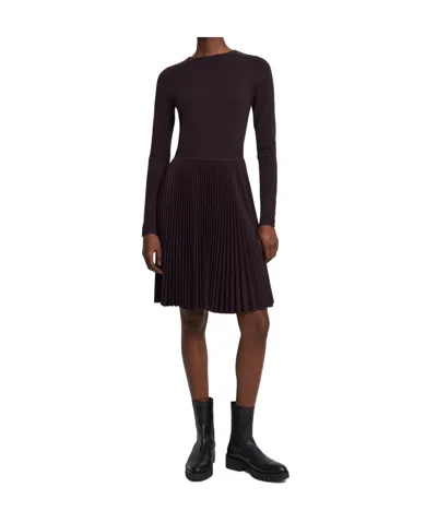 THEORY LONG-SLEEVED WOOL-BLENDED DRESS