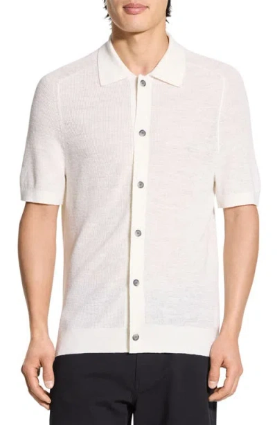 THEORY THEORY PACIFIC LINE SHORT SLEEVE LINEN & COTTON BLEND CARDIGAN
