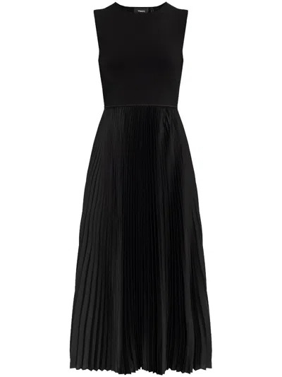 THEORY PLEATED SATIN DRESS