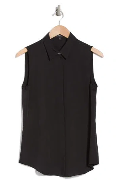 THEORY THEORY SILK GEORGETTE SLEEVELESS BUTTON-UP SHIRT