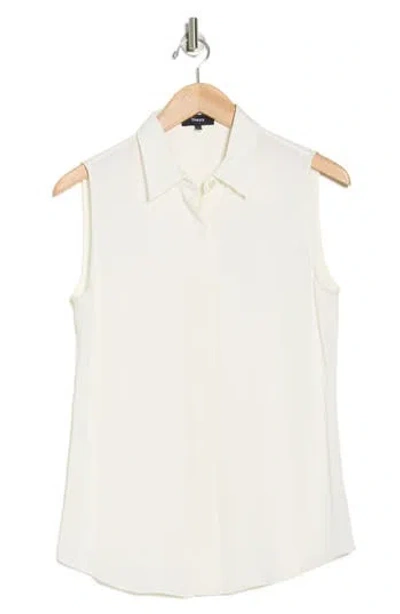 THEORY THEORY SILK GEORGETTE SLEEVELESS BUTTON-UP SHIRT