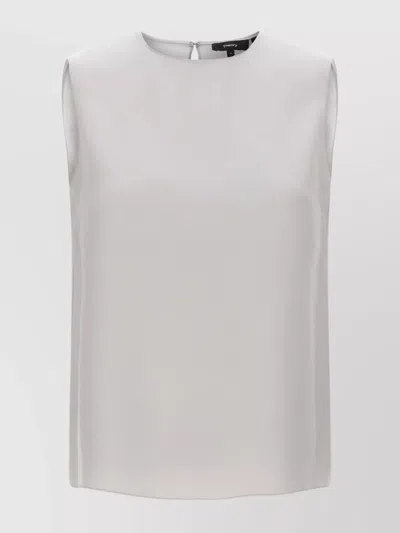 THEORY SILK KEYHOLE BACK ROUND NECK SLEEVELESS TOP