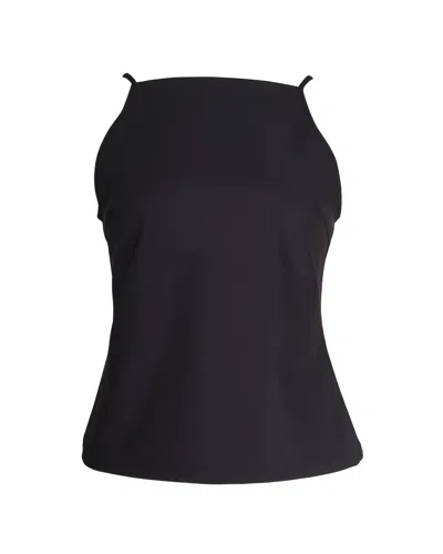 THEORY SQUARE NECK TANK TOP IN BLACK POLYAMIDE