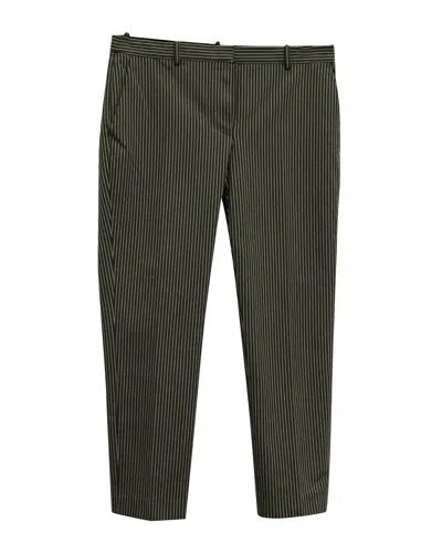THEORY STRIPED TROUSERS IN BLACK AND WHITE COTTON