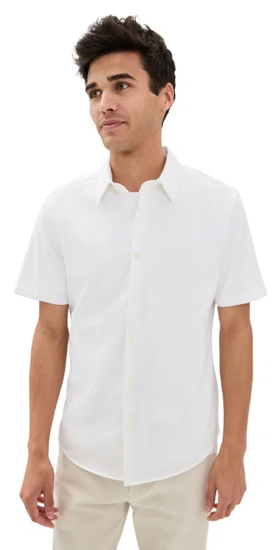 THEORY STRUCTURE KNIT IRVING SHORT SLEEVE SHIRT WHITE