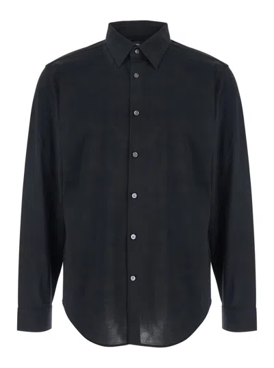 THEORY 'SYLVAIN' BLACK SHIRT WITH POINTED COLLAR IN COTTON BLEND MAN