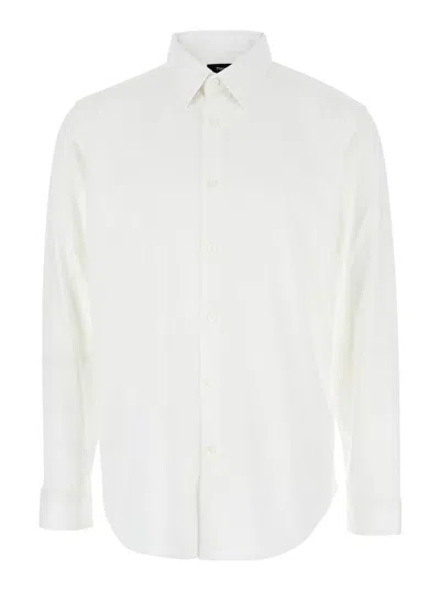 THEORY 'SYLVAIN' WHITE SHIRT WITH POINTED COLLAR IN COTTON BLEND MAN