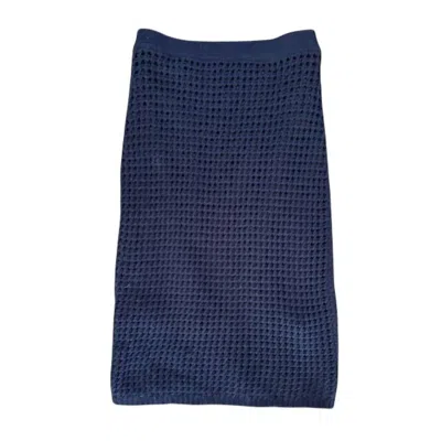 THEORY TEXTURED CROCHET SKIRT IN NAVY BLUE