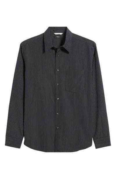 THEORY THEORY WEEKEND STRIPE COTTON BUTTON-UP SHIRT