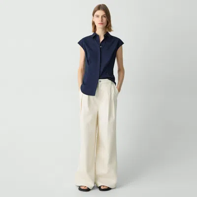 THEORY WIDE-LEG DOUBLE PLEAT PANT IN DENIM