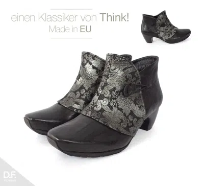 THINK THINK DAMEN PUMPS SCHUHE MADE IN EU RUSTIKALEN STIL SCHWARZ MIT SILBER TOP