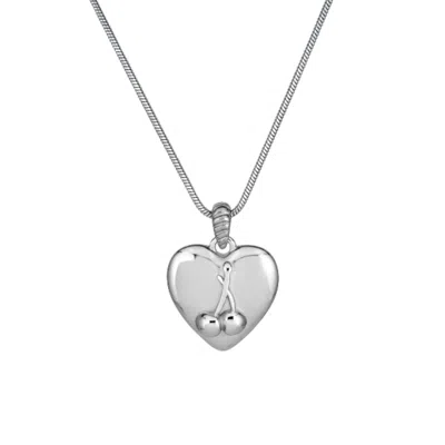 THIRD TONE WOMEN'S CHERRY HEART NECKLACE IN SILVER