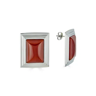 THIRD TONE WOMEN'S SILVER / RED SCARLETT EARRINGS IN SILVER