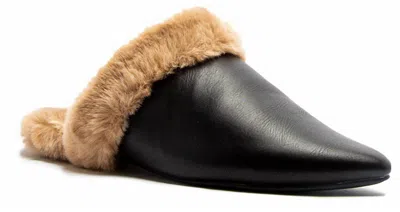 THISTLE AND CLOVER WOMEN'S DRESS FURRY FLATS IN BLACK