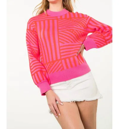 THML RICHELLE STRIPED KNIT SWEATER IN PINK