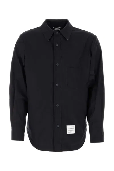 THOM BROWNE THOM BROWNE MIDNIGHT BLUE WOOL SHIRT