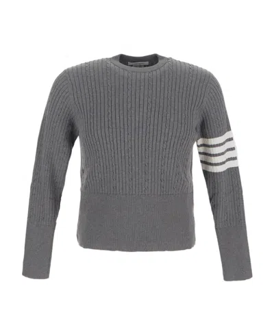 THOM BROWNE THOM BROWNE 4-BAR STRIPE DETAILED CREWNECK JUMPER