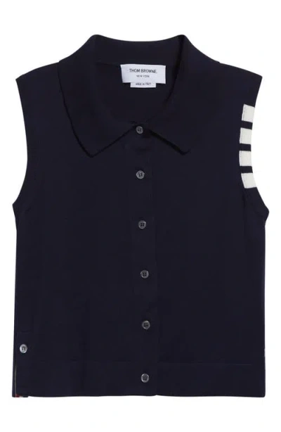 THOM BROWNE THOM BROWNE 4-BAR CROP COTTON POLO